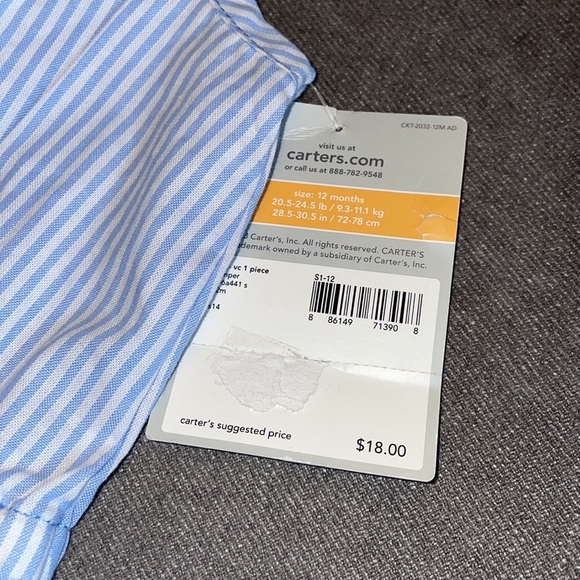 Carter’s 12 month Baby Girl spaghetti strap romper.​ - Picture 2 of 6